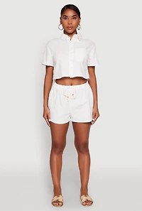 Womens Haute Monde Starfish Decorative Stitch Shorts, White,