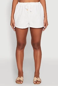 Womens Haute Monde Starfish Decorative Stitch Shorts, White,