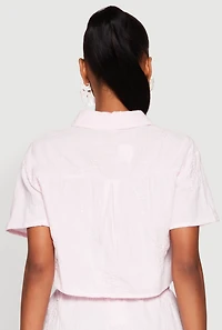 Haute Monde Decorative Stitch Cropped Shirt