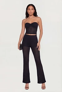 Textured Knit Pull On Bootcut Casual Pants
