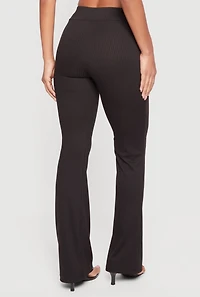 Ribbed Knit Straight Leg Pull On Pants