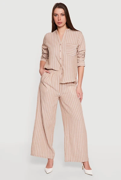 Striped Pull On Wide Leg Pants