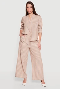 Striped Pull On Wide Leg Pants