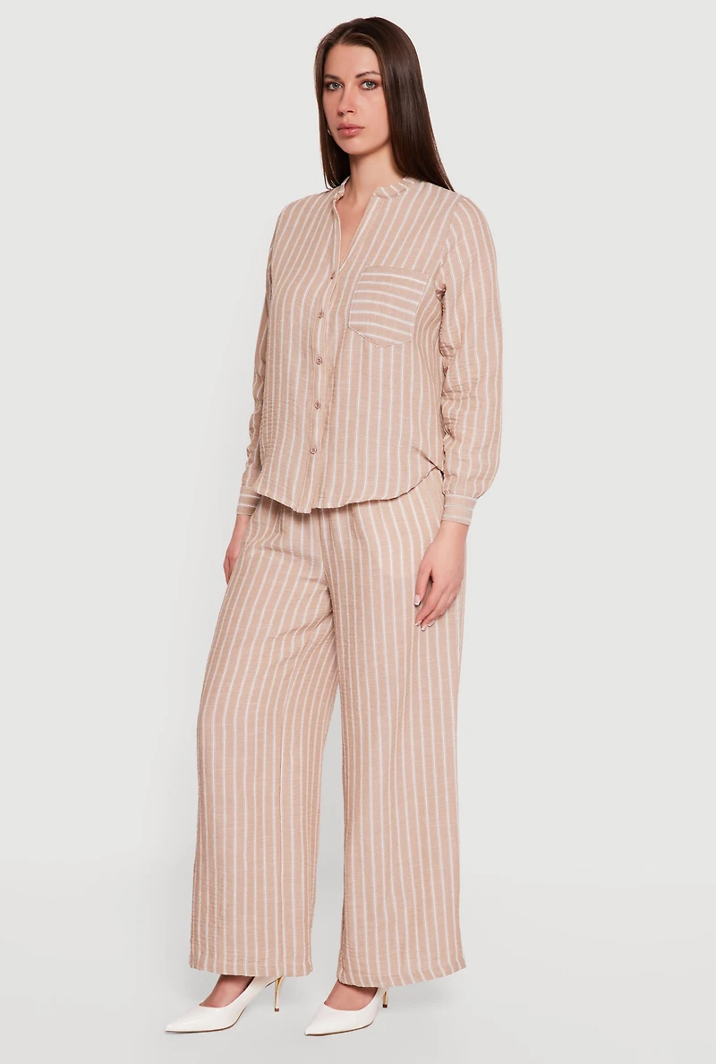 Striped Pull On Wide Leg Pants