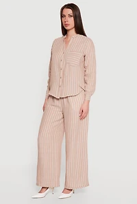 Striped Pull On Wide Leg Pants
