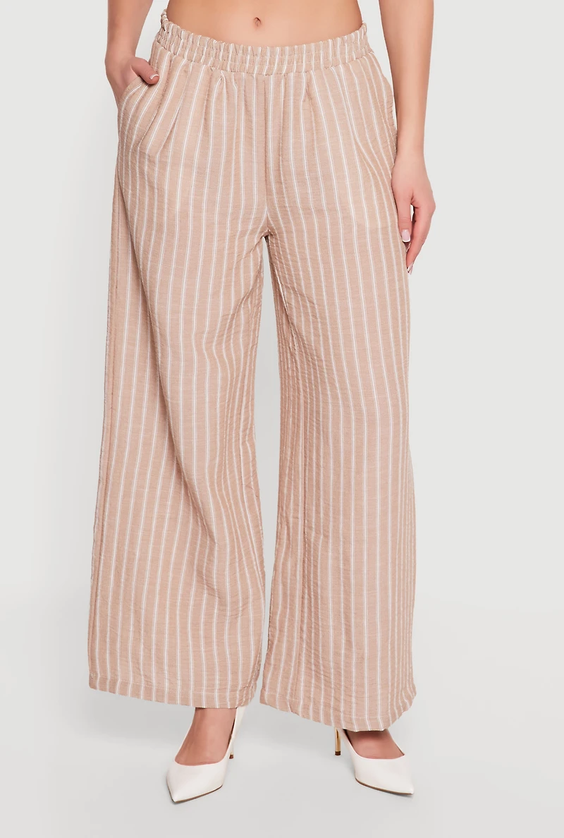 Striped Pull On Wide Leg Pants