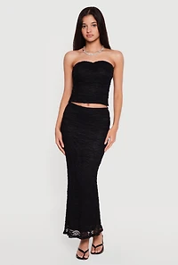 Floral Lace Overlay Maxi Pencil Skirt