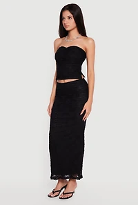 Floral Lace Overlay Maxi Pencil Skirt