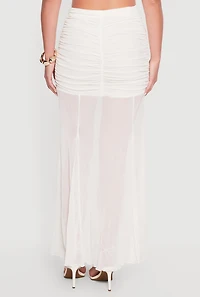 Ruched Mesh Overlay Mermaid Skirt