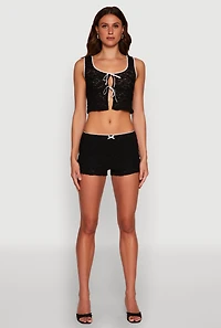 Womens Haute Monde Contrast Trim Lined Lace Shorts,