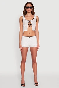 Womens Haute Monde Contrast Trim Lined Lace Shorts, White, Size S