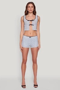Womens Haute Monde Contrast Trim Lined Lace Shorts,