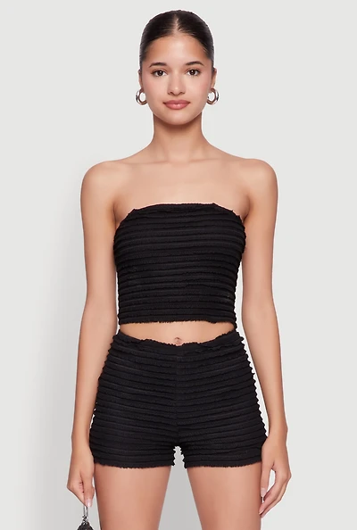 Womens Haute Monde Tiered Lace Cropped Tube Top, S
