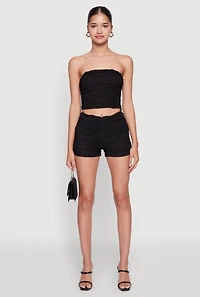 Womens Haute Monde Tiered Lace Cropped Tube Top,