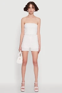 Womens Haute Monde Tiered Lace Cropped Tube Top, White, Size L