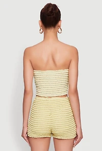 Womens Haute Monde Tiered Lace Cropped Tube Top, Green, Size L