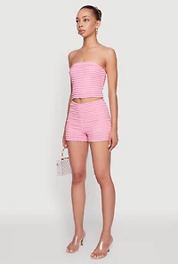 Womens Haute Monde Tiered Lace Cropped Tube Top, Pink,