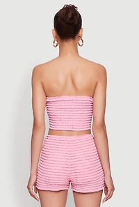 Womens Haute Monde Tiered Lace Cropped Tube Top, Pink,