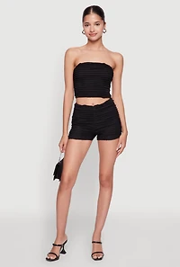 Womens Haute Monde Stylish Tiered Lace Ruffle Shorts, Black, Size S
