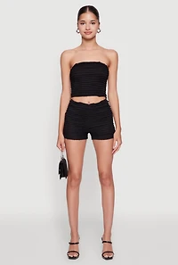 Womens Haute Monde Stylish Tiered Lace Ruffle Shorts,