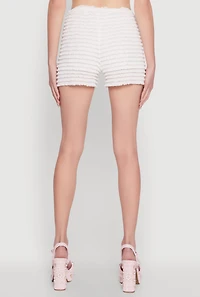 Womens Haute Monde Stylish Tiered Lace Ruffle Shorts, White, Size M