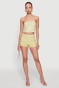Womens Haute Monde Stylish Tiered Lace Ruffle Shorts, Green, Size L