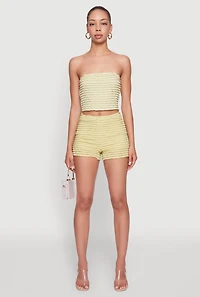 Womens Haute Monde Stylish Tiered Lace Ruffle Shorts, Green, Size L
