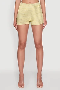 Womens Haute Monde Stylish Tiered Lace Ruffle Shorts, Green, Size L