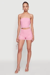 Womens Haute Monde Stylish Tiered Lace Ruffle Shorts, Pink, Size S