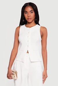 Crew Neck Button Front Waistcoat