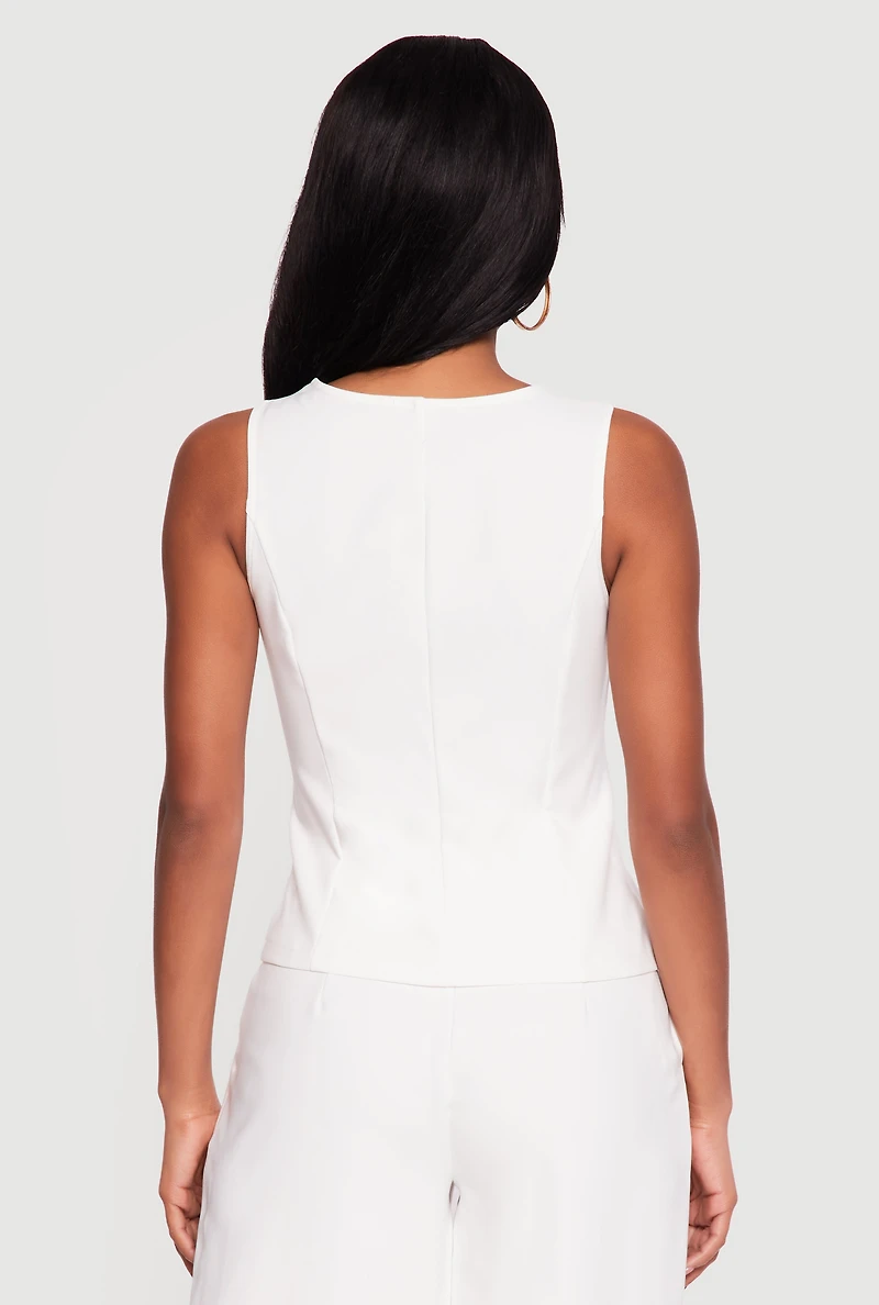 Crew Neck Button Front Waistcoat