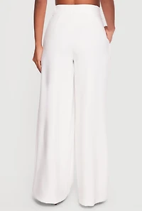 Two Button Pleated Wide Leg Trousers