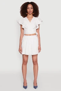 Womens Haute Monde Pleated Skirt, White, Size M