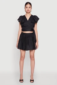 Womens Haute Monde Flutter Sleeve Side Tie Wrap Top,