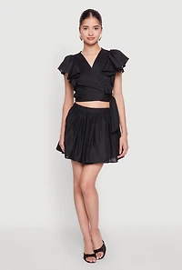 Womens Haute Monde Flutter Sleeve Side Tie Wrap Top,
