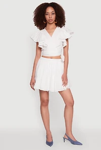 Haute Monde Flutter Sleeve Side Tie Wrap Top