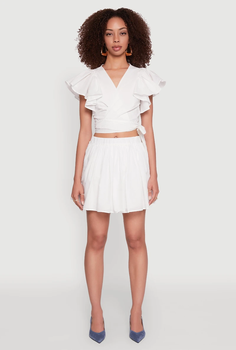 Haute Monde Flutter Sleeve Side Tie Wrap Top