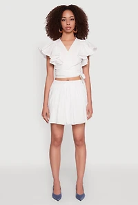 Haute Monde Flutter Sleeve Side Tie Wrap Top