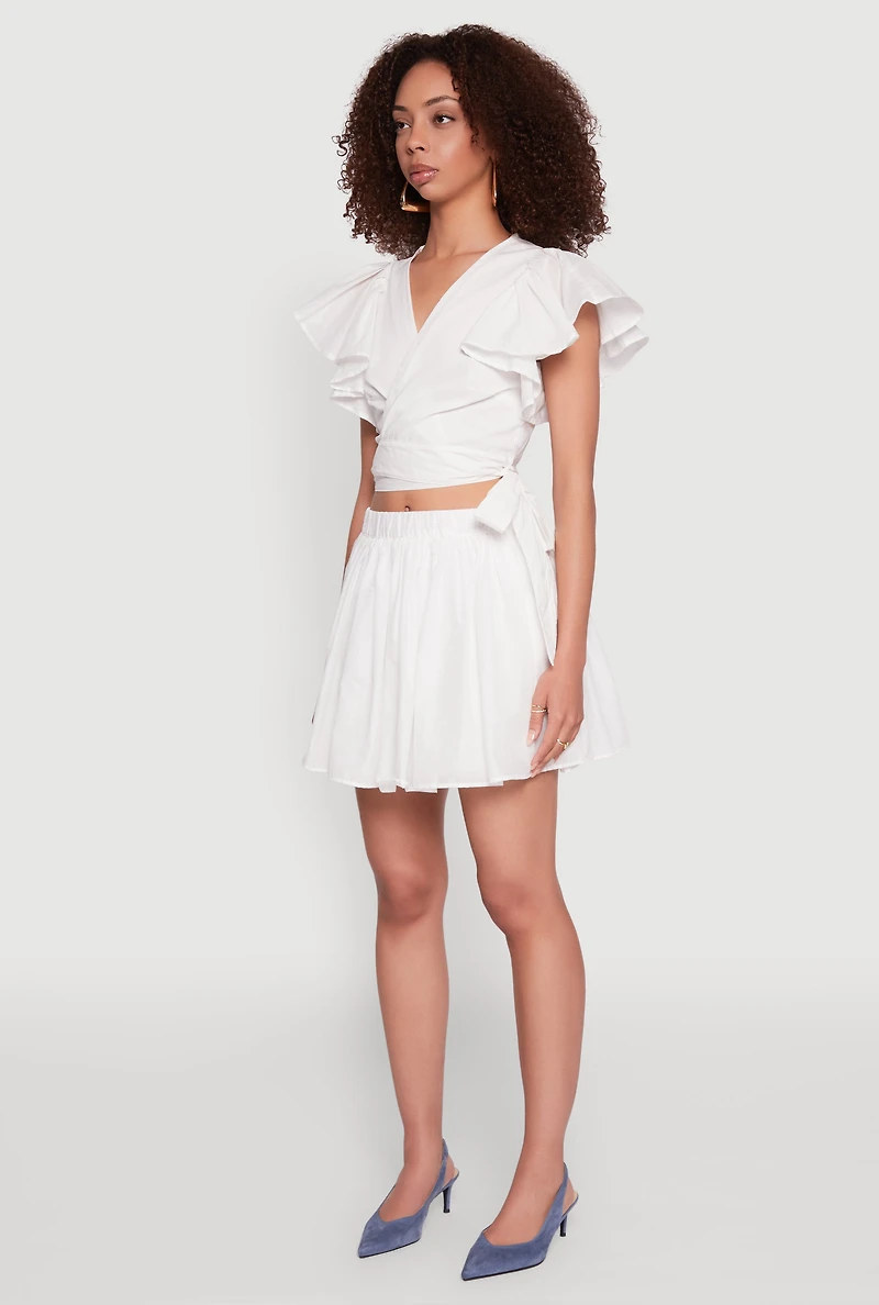 Haute Monde Flutter Sleeve Side Tie Wrap Top