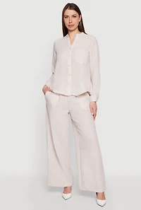 Striped Wide Leg Pull On Casual Pants