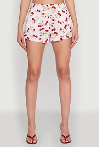 Womens Haute Monde Cherry Print Shorts, Multi, Size M