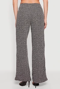 Houndstooth Plaid Flap Pocket Detail Wide Leg Pants