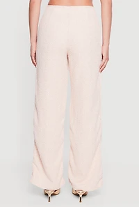 Houndstooth Plaid Flap Pocket Detail Wide Leg Pants