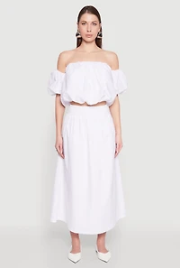 Womens Haute Monde Off The Shoulder Puff Sleeve Top, White, Size S