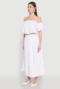 Womens Haute Monde Off The Shoulder Puff Sleeve Top, White, Size S