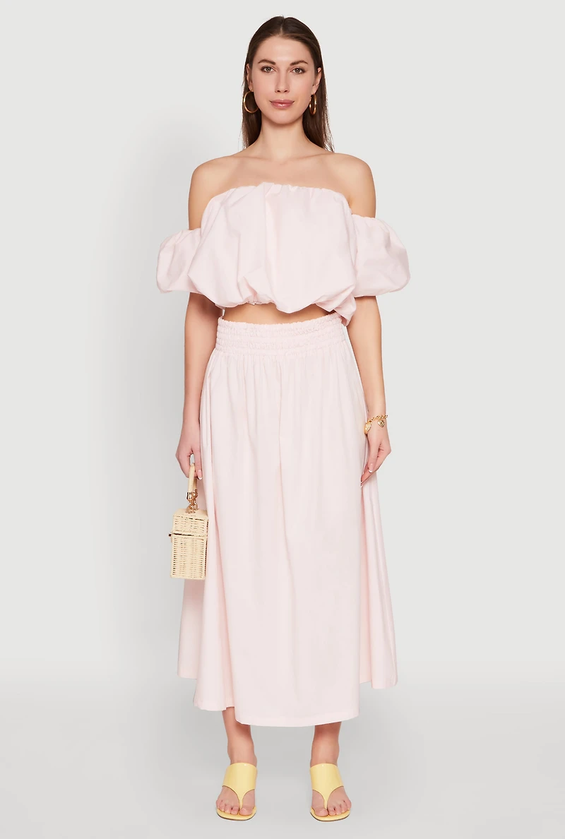Womens Haute Monde Off The Shoulder Puff Sleeve Top, Pink, Size S