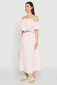 Womens Haute Monde Off The Shoulder Puff Sleeve Top, Pink, Size S