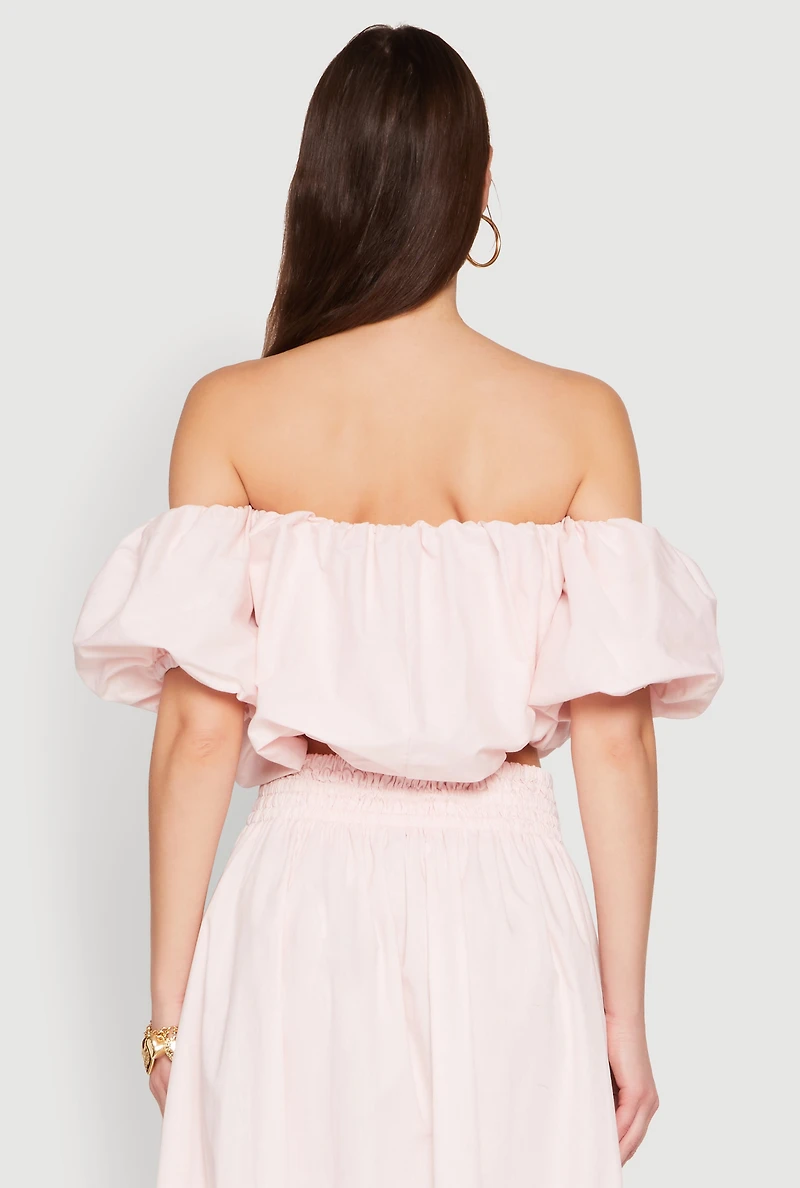 Womens Haute Monde Off The Shoulder Puff Sleeve Top, Pink, Size S