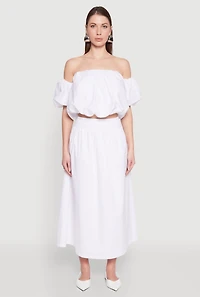 Womens Haute Monde High Waist Midi Skirt, White, Size L