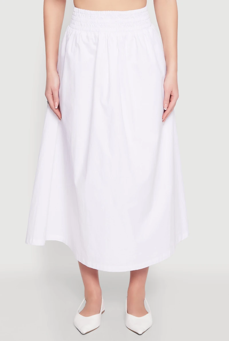 Womens Haute Monde High Waist Midi Skirt, White, Size M